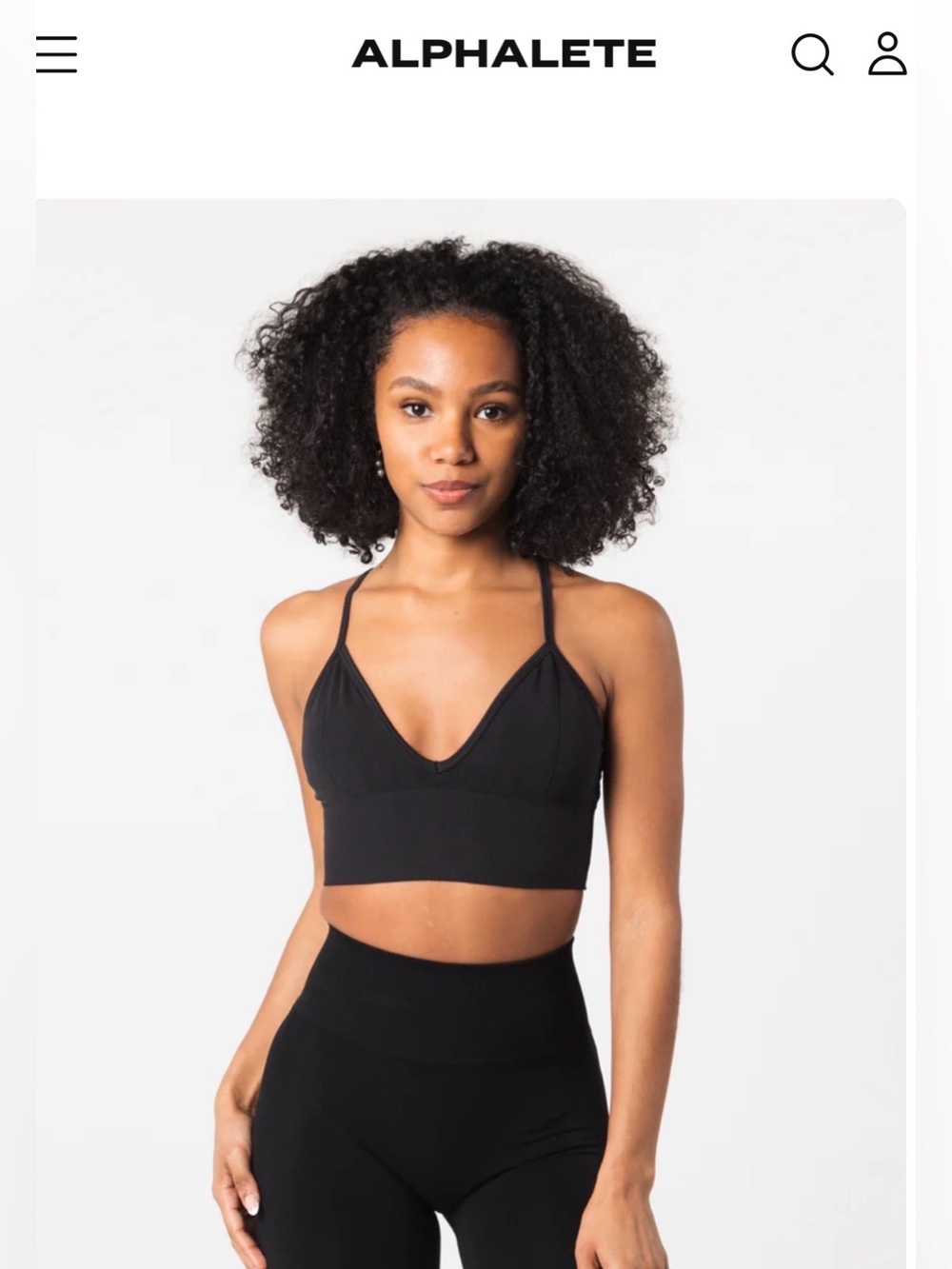 Alphalete Seamless Ribbed Bra Black , Small